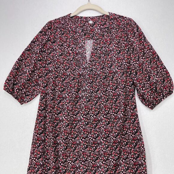 Margaret O'Leary Dress Women XS Black Pink Floral Midi Cottagecore Prairie Boho - Picture 5 of 15